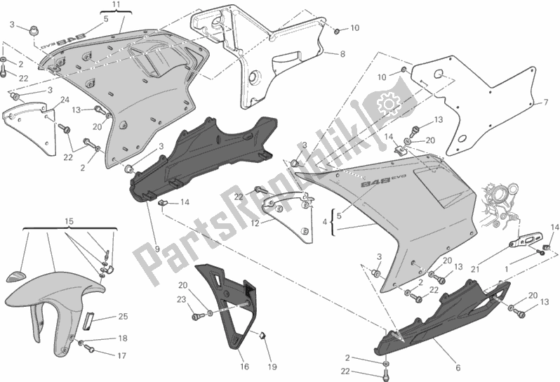 Todas as partes de 34a - Carenagem do Ducati Superbike 848 EVO 2013